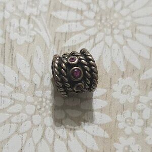 Pandora Sterling Silver Romance Love Pink Rhodolite Bead Charm